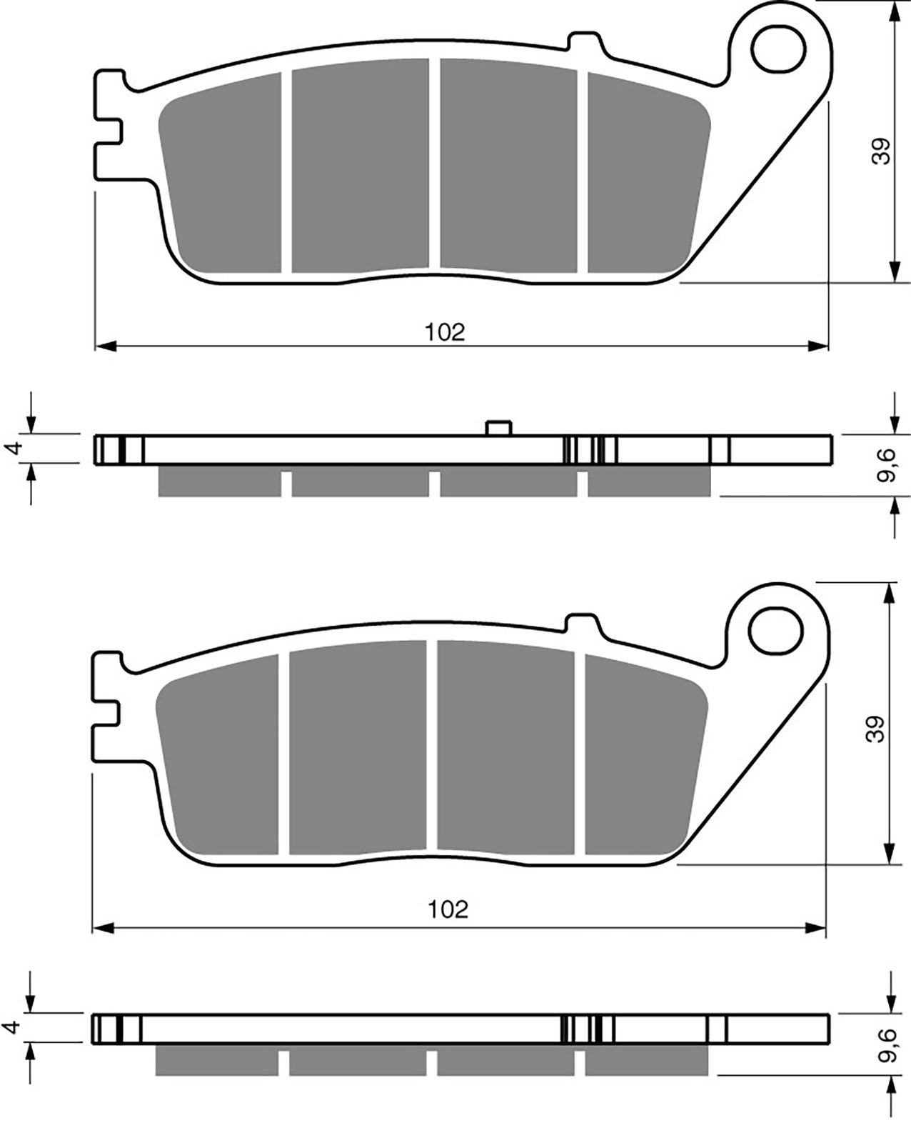 Goldfren Brake Pads AD333, FA608 as fittedto Kymco X-Citing 400i 12 Rear