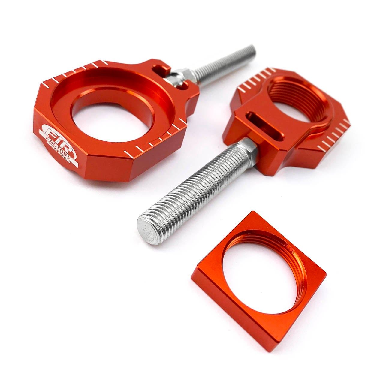CHAIN ADJUSTER AXLE BLOCK & BOLT KTM SXF 13-21, ASRAB-19 ORANGE
