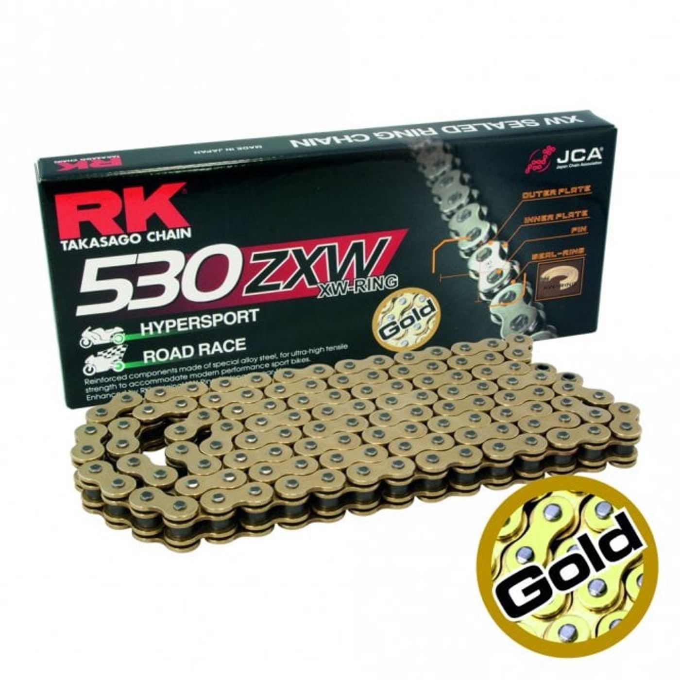 RK Chain Super Heavy Duty XW-Ring Gold ZXW 530-126L (49.8KN)
