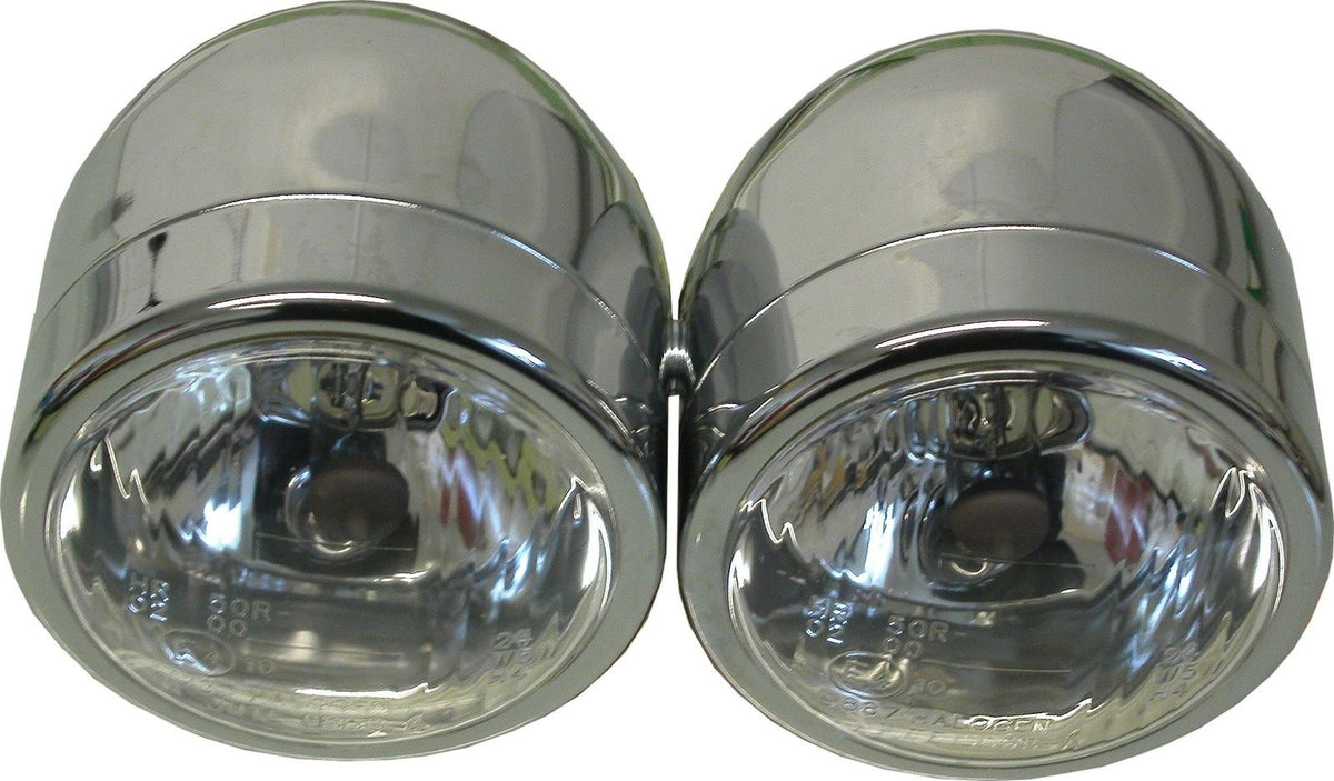 Headlight Complete Chrome Twin 4.5"Side Mount(E Marked) (Pair)