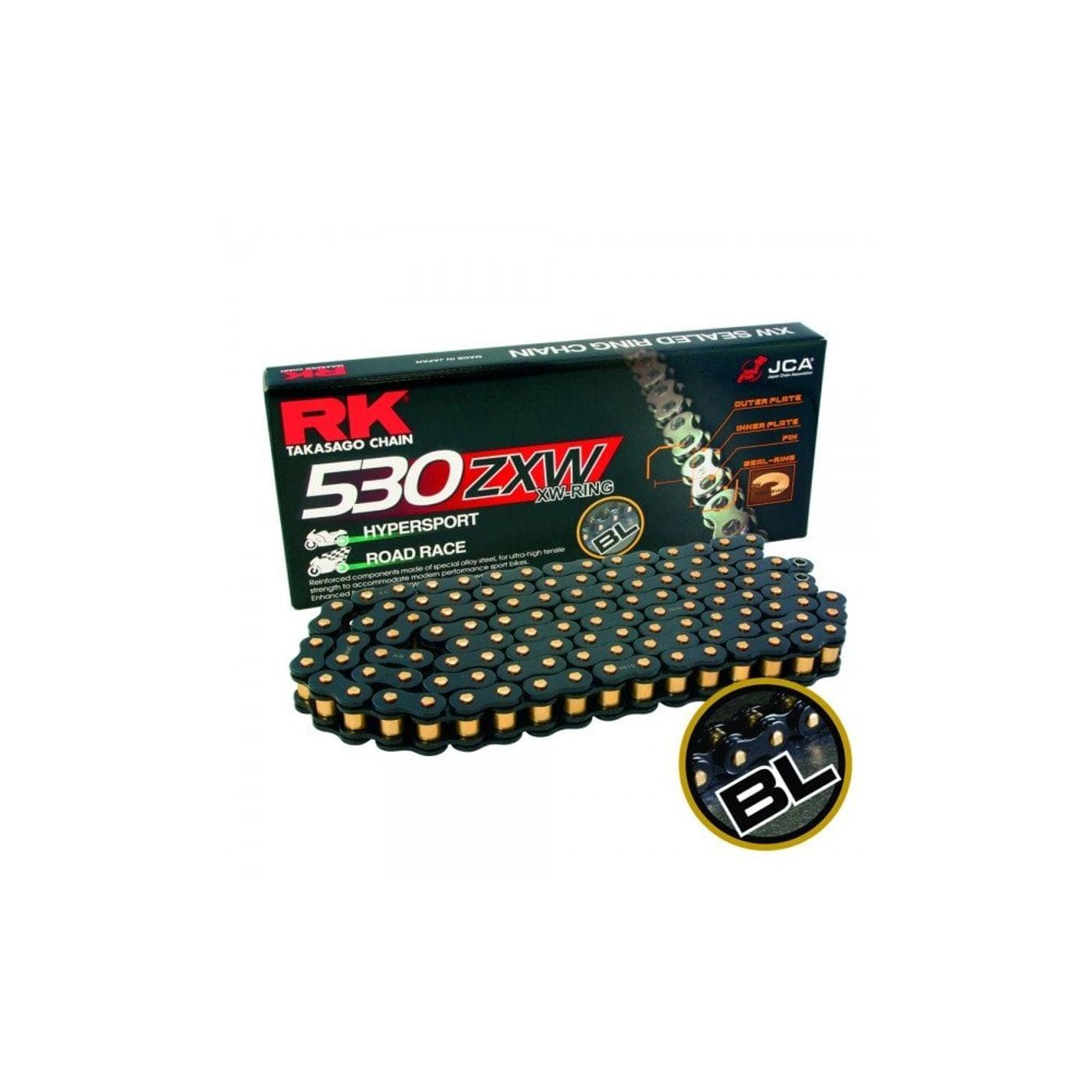 RK Chain Super Heavy Duty XW-Ring Black/Gold ZXW 530-120L (49.8KN)