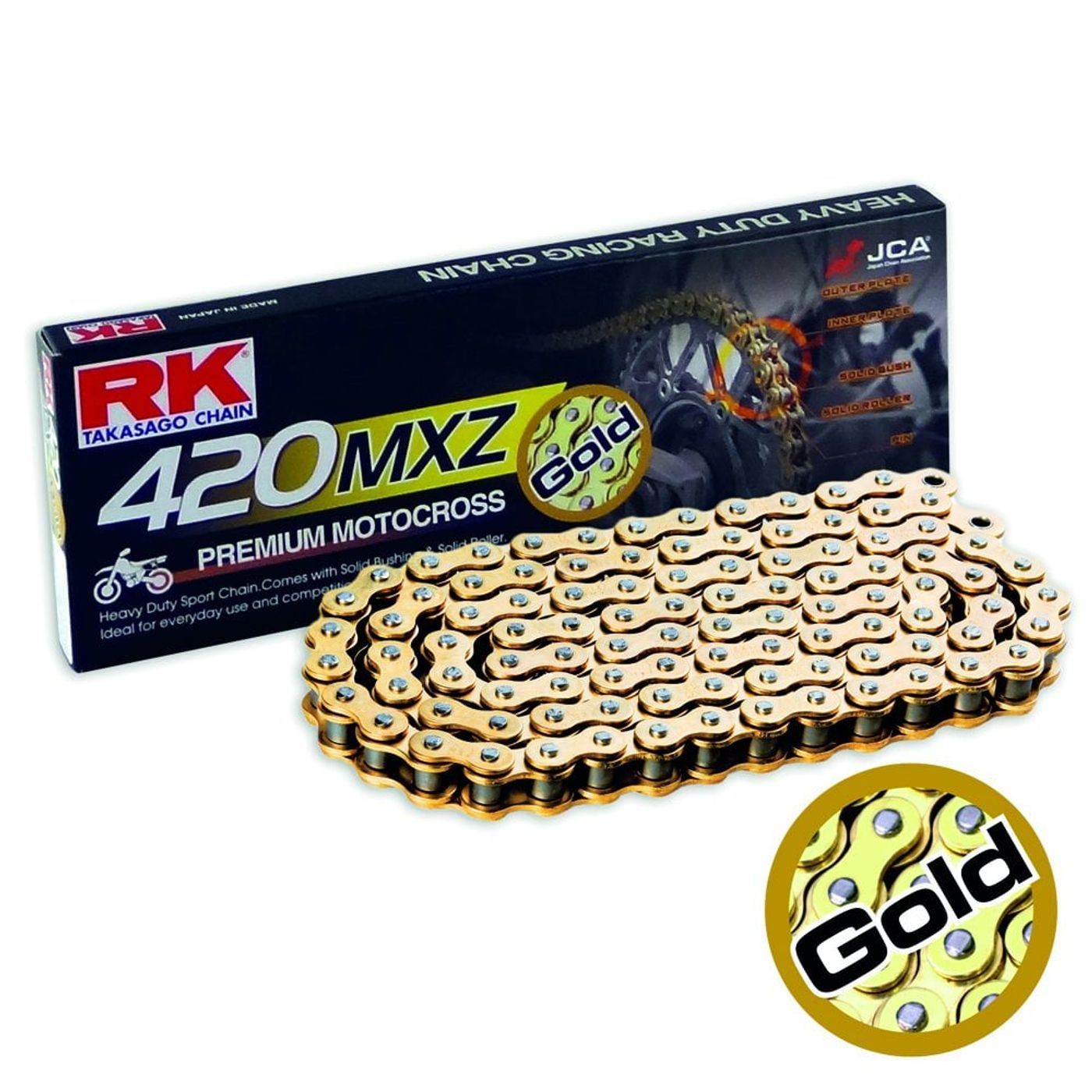 RK Chain Heavy Duty MXZ Premium Motocross Pro-MX Gold 420-120L (22.0KN)