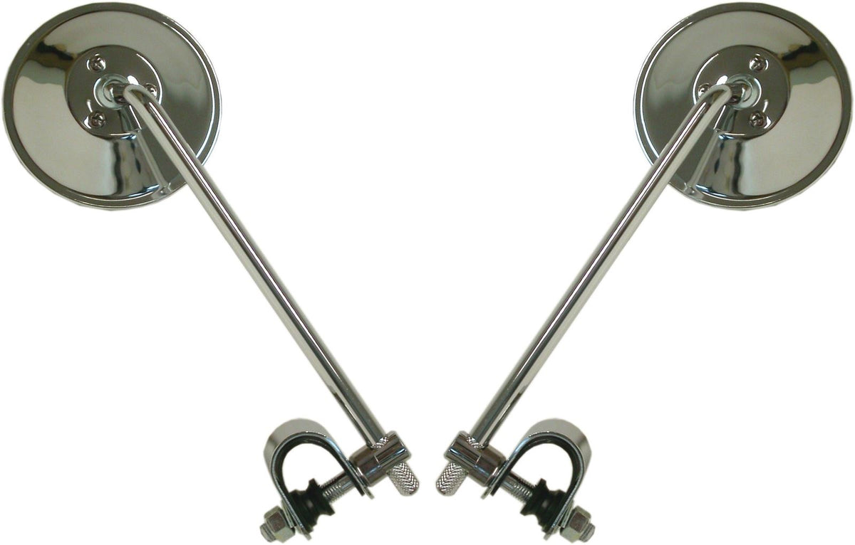 Mirrors 10mm Chrome Round Left & Right Clamp-on (Pair)