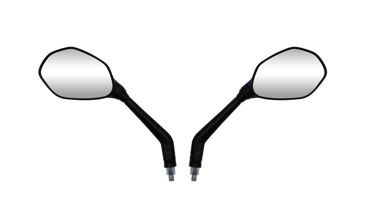 Mirrors Left & Right 10mm Black Ovalish With Black Stem