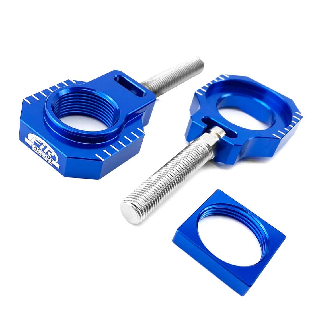CHAIN ADJUSTER AXLE BLOCK & BOLT KTM SXF 13-21, ASRAB-19 BLUE