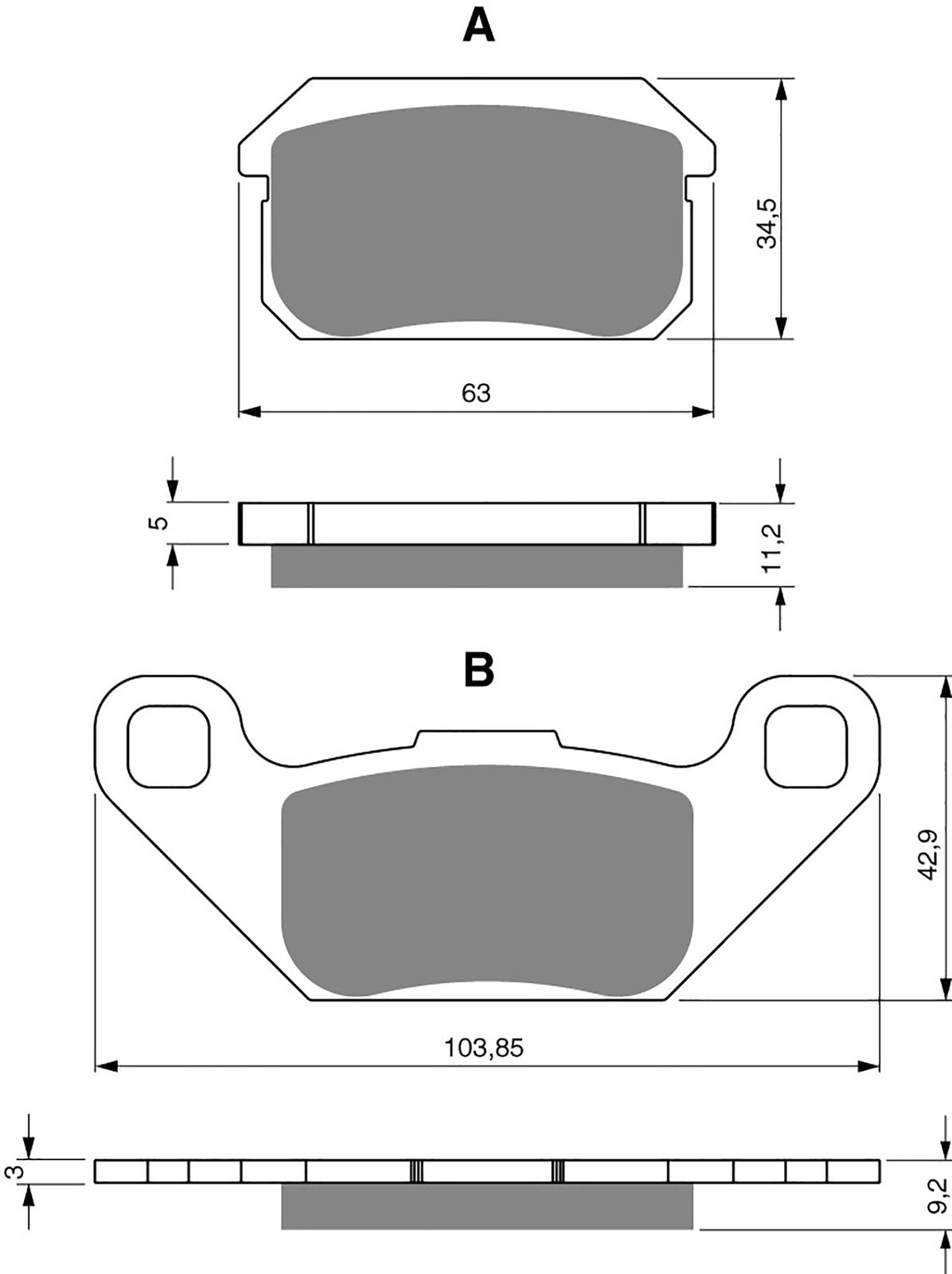Goldfren Brake Pads AD283, FA431 as fitted to Adly, CPI, PGO 250 Quad Rear