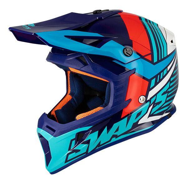 SWAP'S MX HELMET LG 60 WHITE/BLUE 21, !! ACU GOLD APPROVED !!