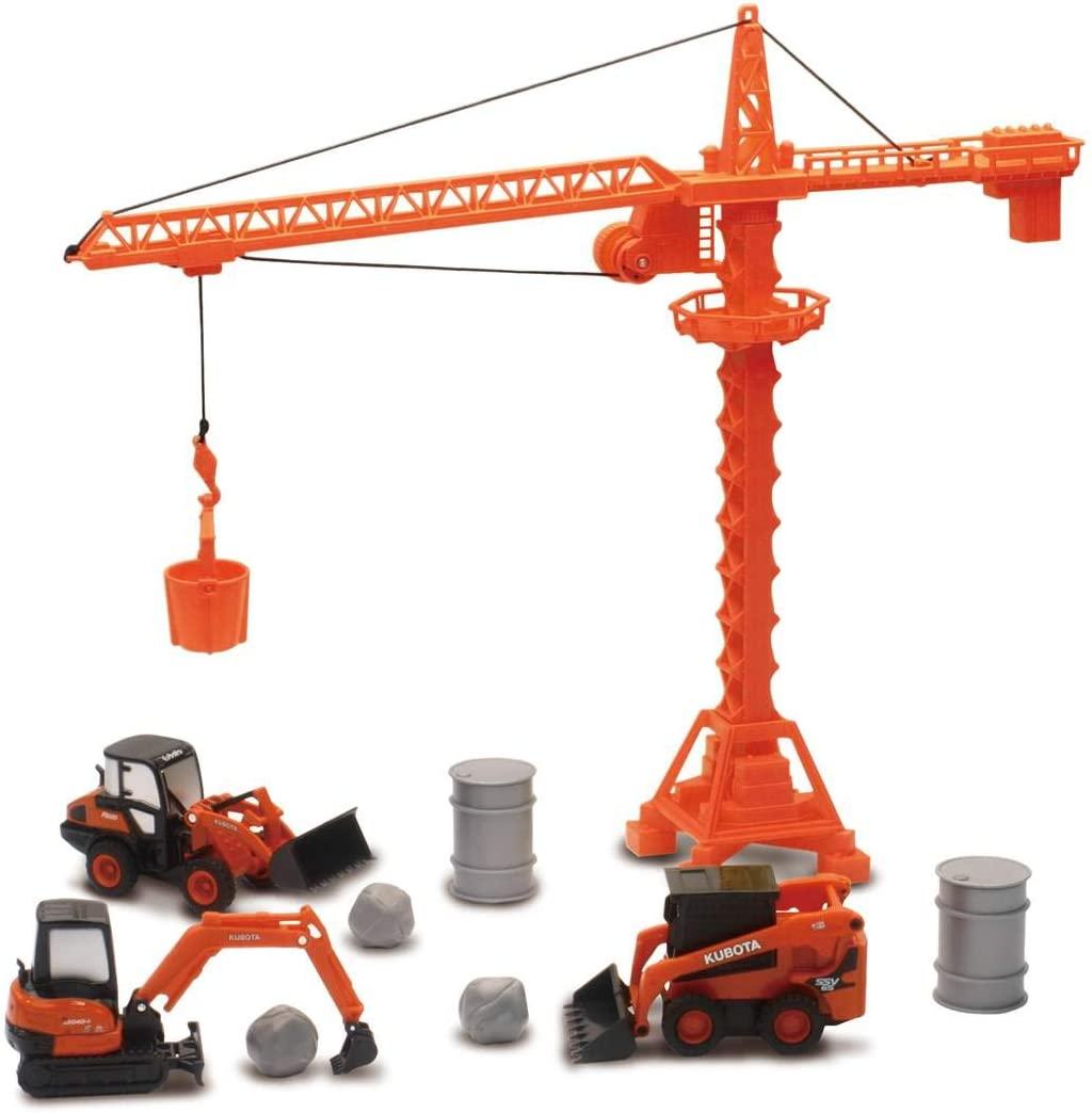 NEWRAY DIE CAST MODEL KUBOTA CONSTRUCTION VEHICLES WITH CRANE SET, SCALE 1:64
