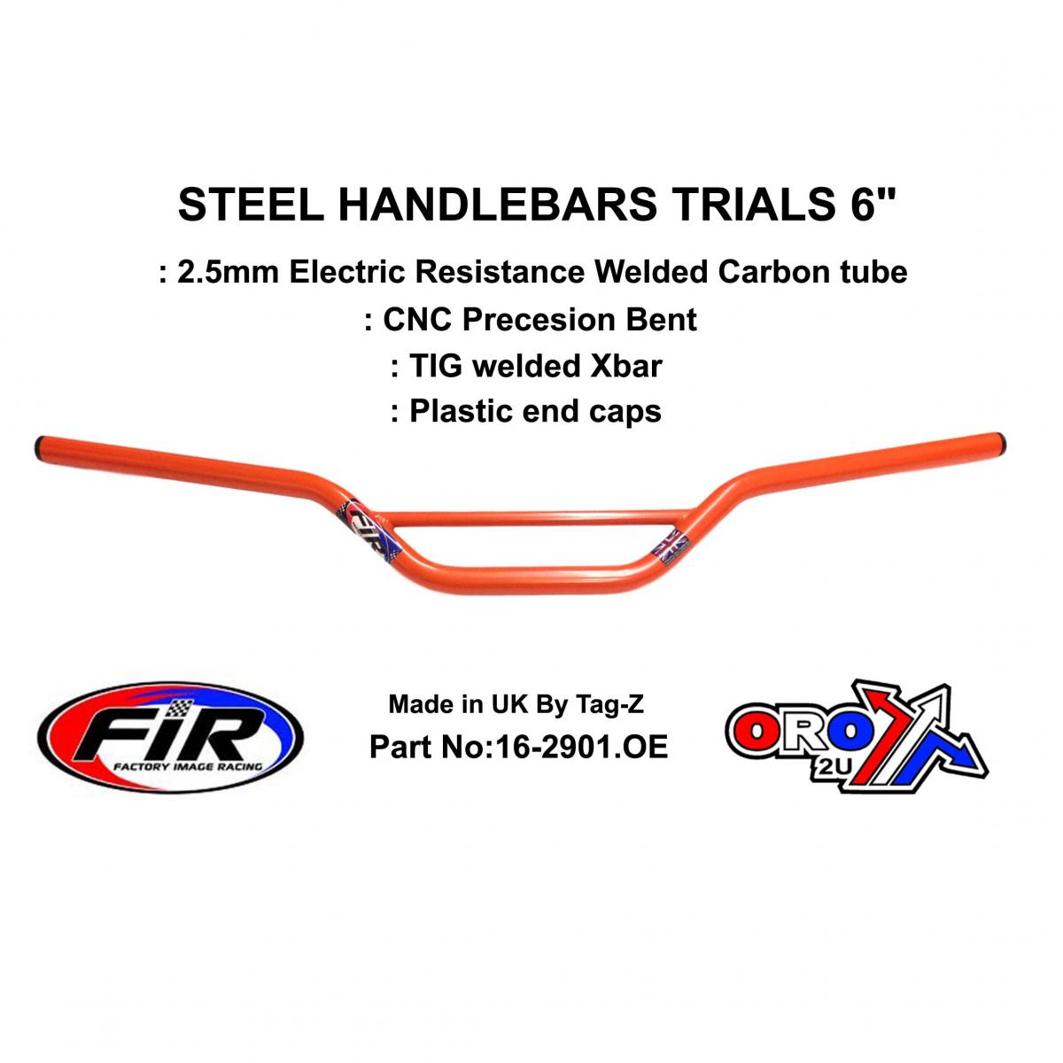 STEEL HANDLEBARS TRIALS 6", / ORANGE 22mm 7/8, REF 48-768 / 768-02