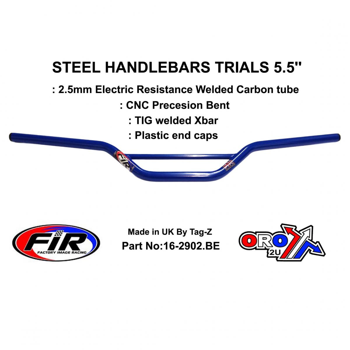 STEEL HANDLEBARS TRIALS 5.5'', / BLUE 22mm 7/8, REF 48-735 / 735-01
