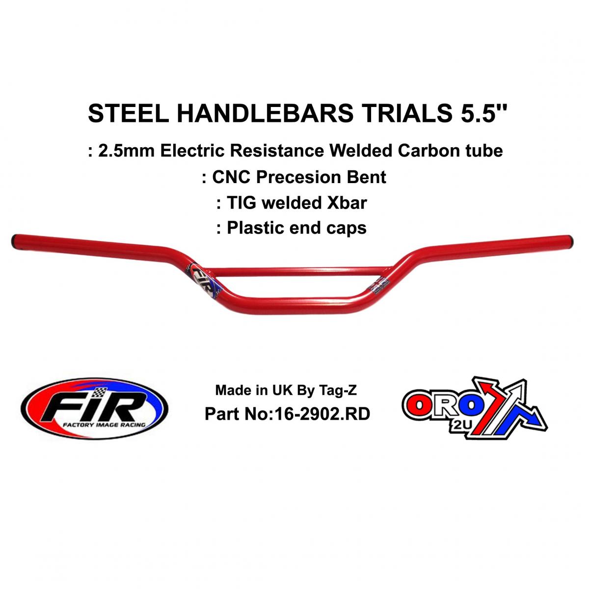 STEEL HANDLEBARS TRIALS 5.5'', / RED 22mm 7/8, REF 48-735 / 735-01