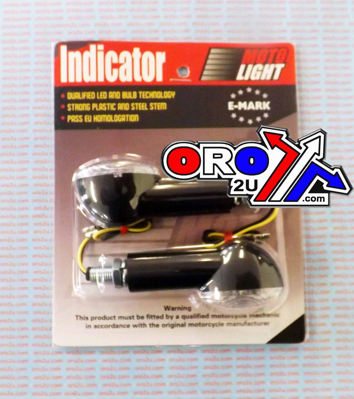 UNIVERSAL LED INDICATORS, CLEAR LENS, E MARKED, SET/2, 40mm STEM