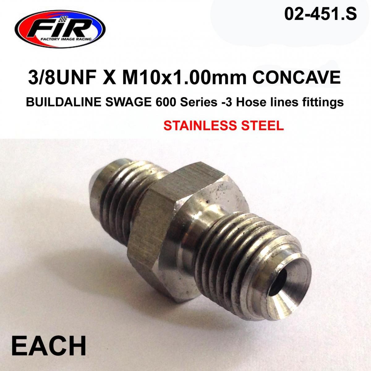 3/8UNF X M10x1.00mm CONCAVE FR, SWAGE 600 Series -3, / STAINLESS STEEL