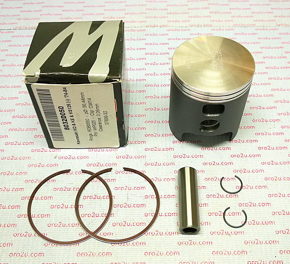 WOSSNER 56.5mm FORGED PISTON KIT KAWASAKI KD125 74-84, KE125 74-84, KS125 74-84