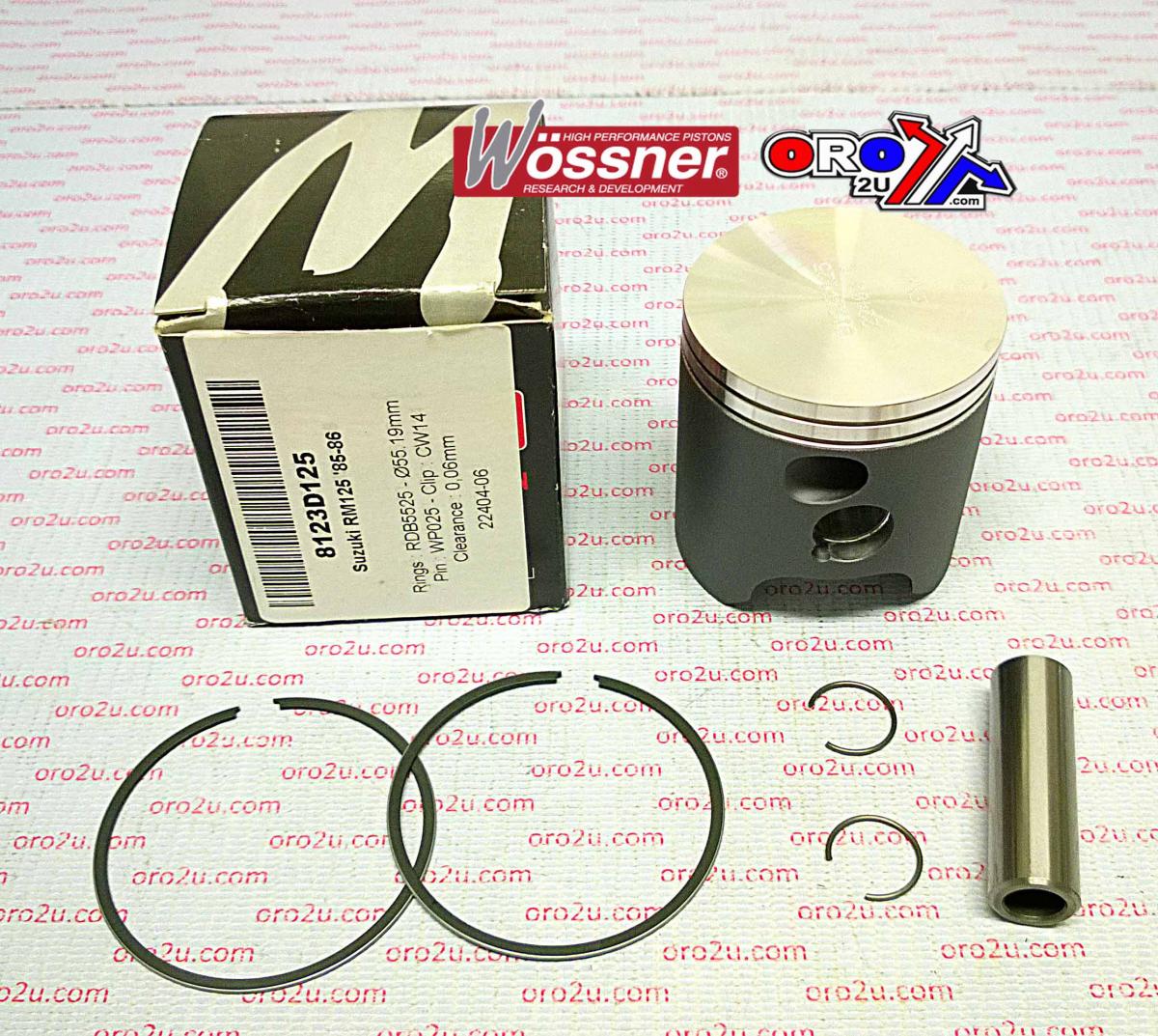 PISTON KIT 85-86 RM125 55.00 WOSSNER 8123D100 SUZUKI MX