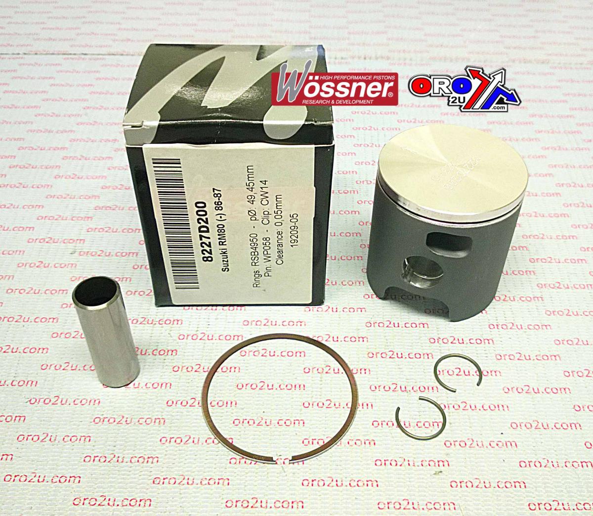 PISTON KIT 86-87 RM80 48.50 WOSSNER 8227D100 SUZUKI MX