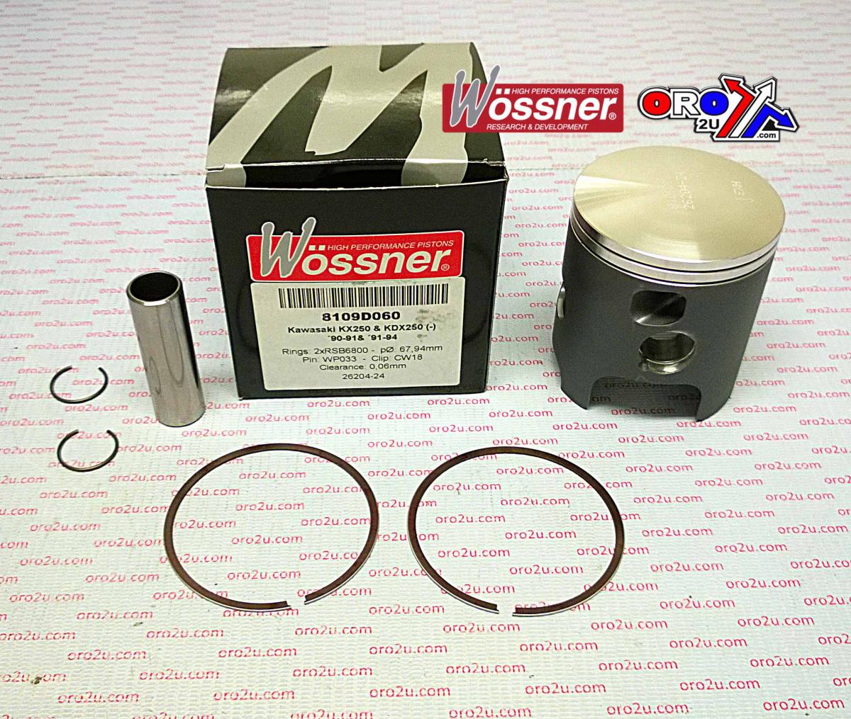 PISTON KIT 90-91 KX250 67.40 A WOSSNER 8109DA KAWASAKI MX