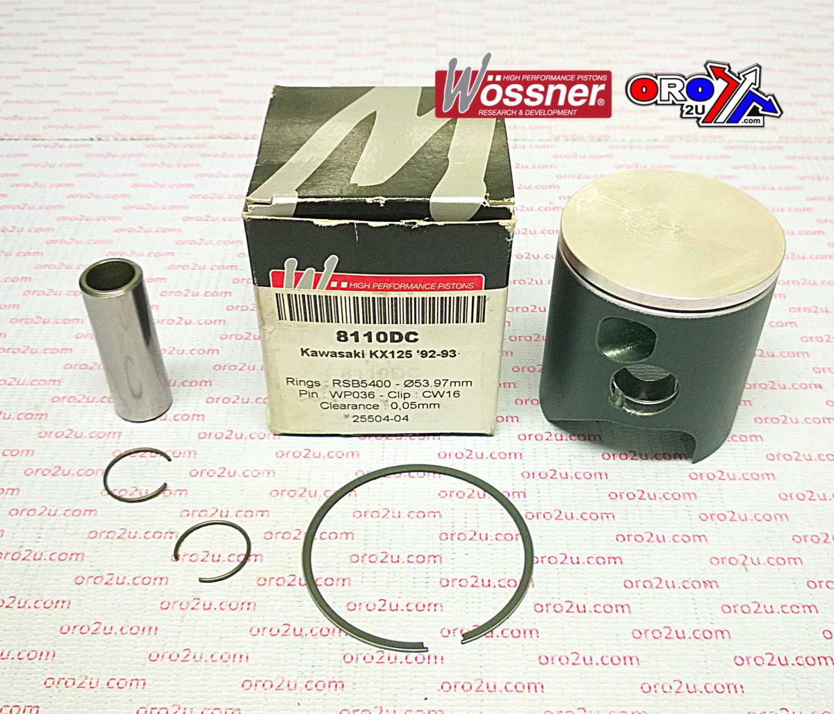 PISTON KIT 92-93 KX125 54.00 WOSSNER 8110DA KAWASAKI MX