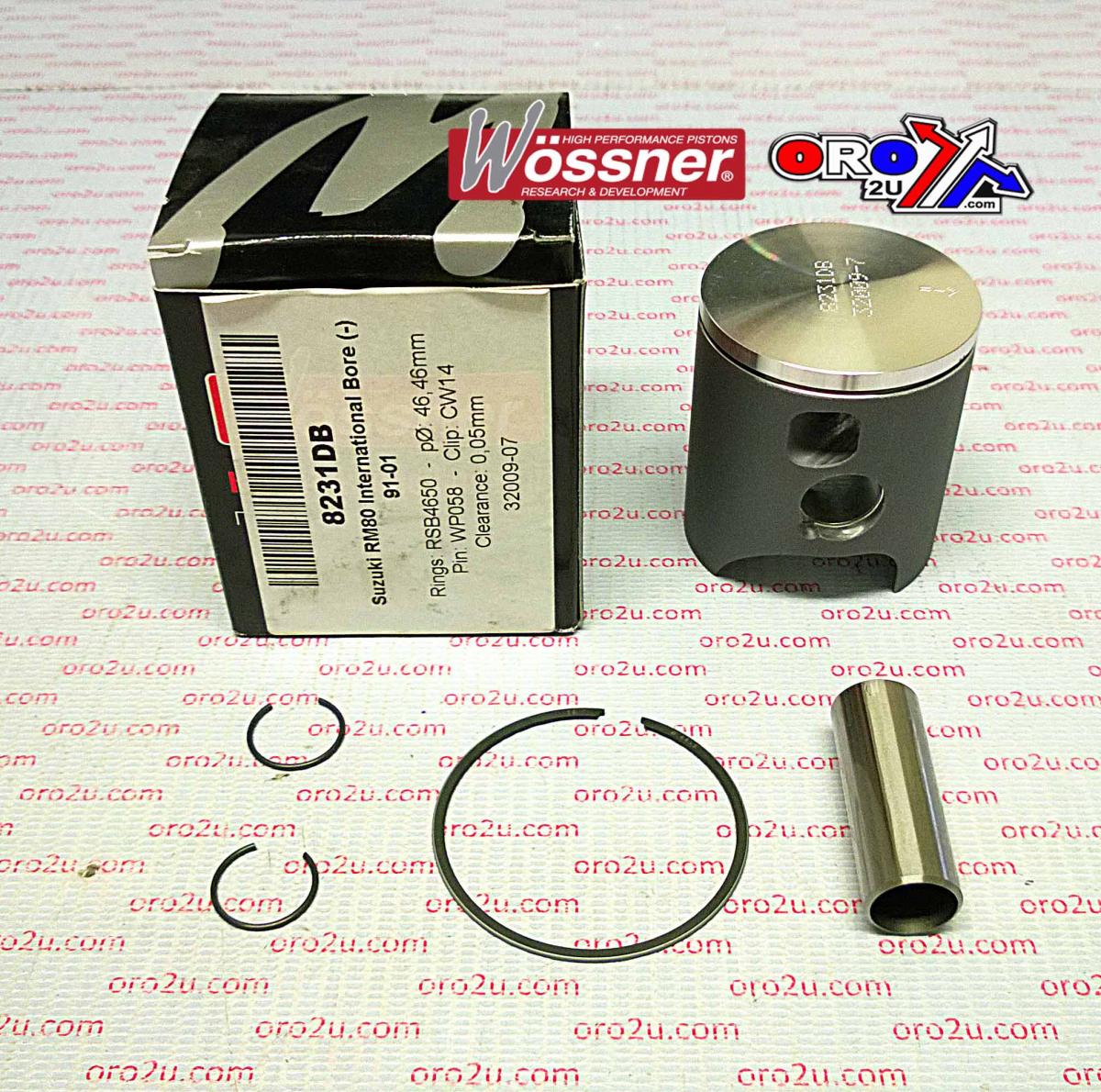 PISTON KIT 91-01 RM80 46.50 WOSSNER 8231DA SUZUKI MX