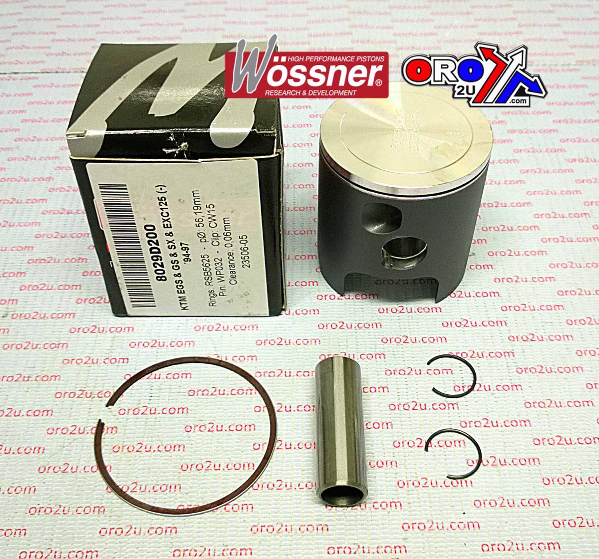 WOSSNER 54.25mm FORGED PISTON KIT A, KTM 125 1994-2000