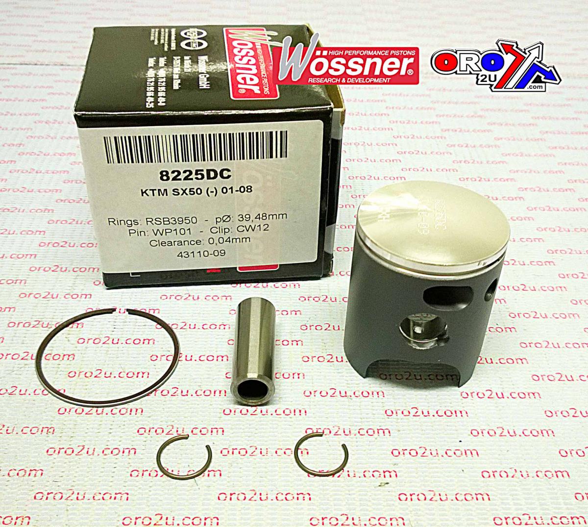 WOSSNER 39.5mm FORGED PISTON KIT C, KTM SX50 2002-2008