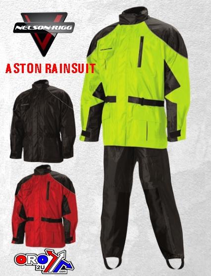 NELSON-RIGG ASTON RAINSUIT BLACK/RED, MEDIUM