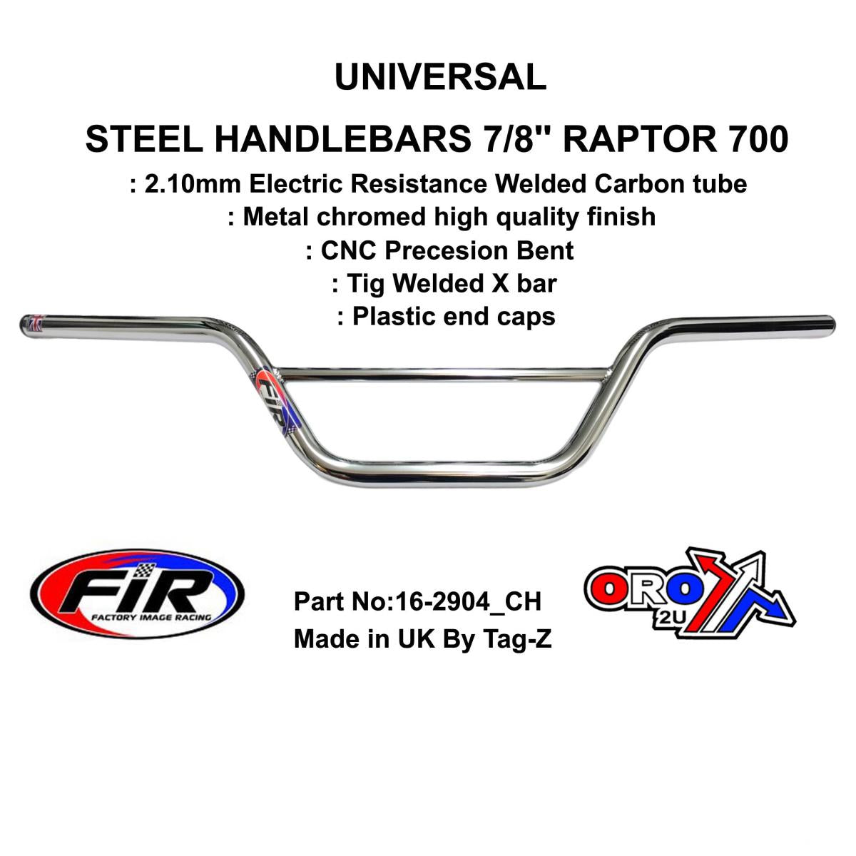 STEEL HANDLEBARS 7/8 YFM700R, METAL CHROME PLATED FINISH, / REF 48-811 / 811-01
