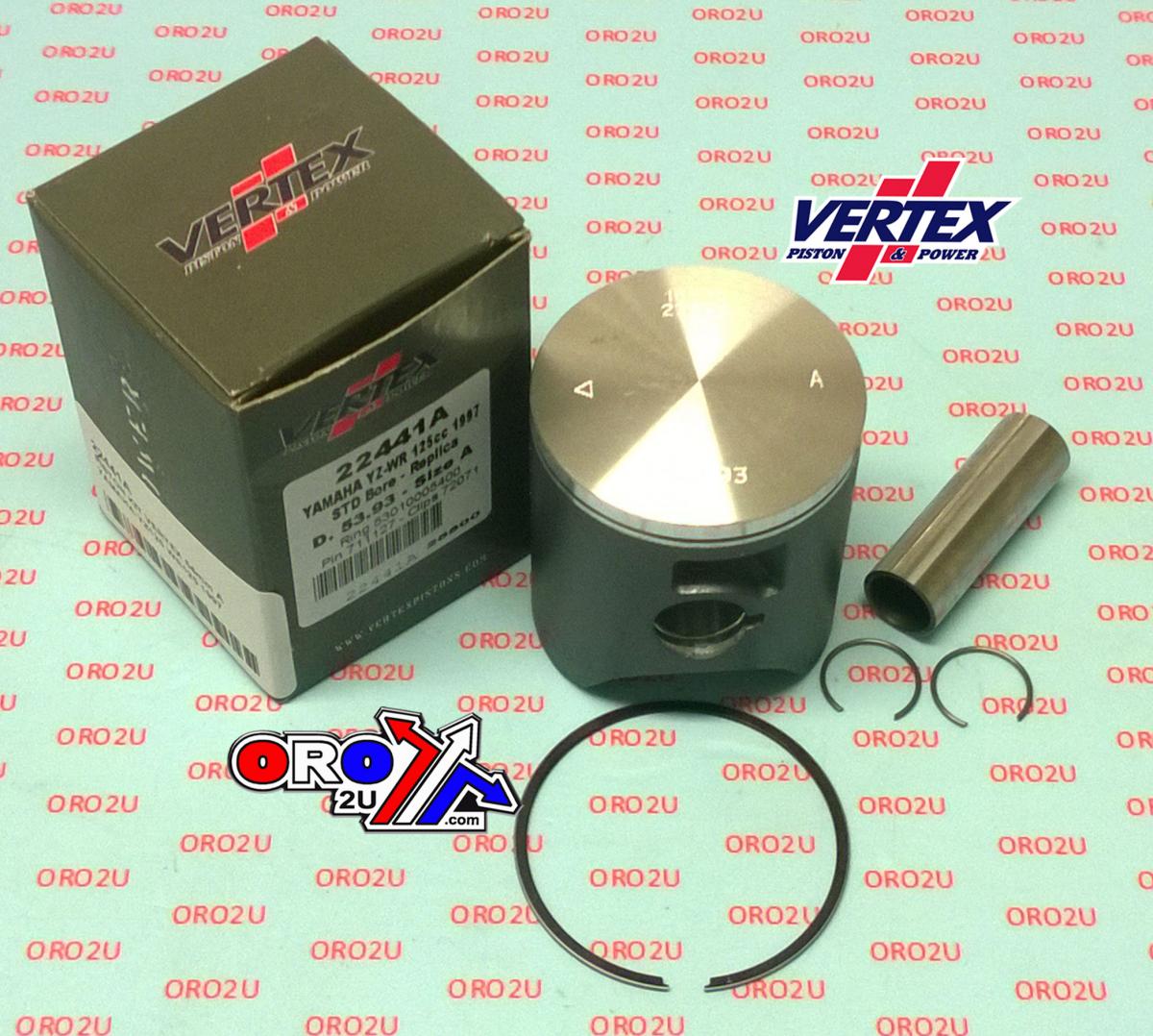 PISTON KIT VERTEX 56.0 YAMAHA YZ125 1997, VERTEX 22441200 OS +2.00