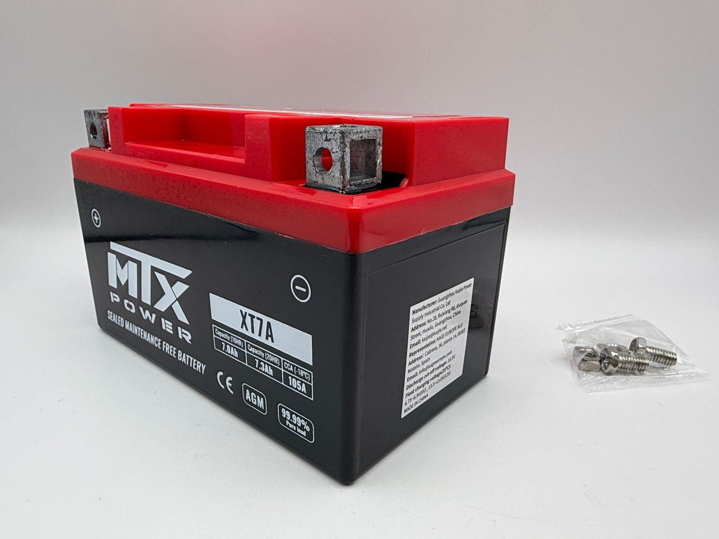MTX Power Battery XT7A Sealed 12v 7.0AH CCA:105A L:150mm H:95mm W:87mm CTX7A-BS, CT7A-BS, US7A