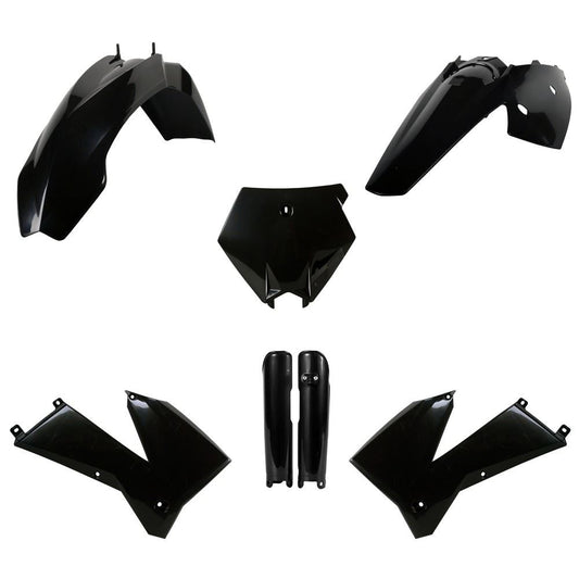 POLISPORT PLASTIC KIT + FORK GUARDS KTM SX 2005-2006, EXC 2005-2007, BLACK