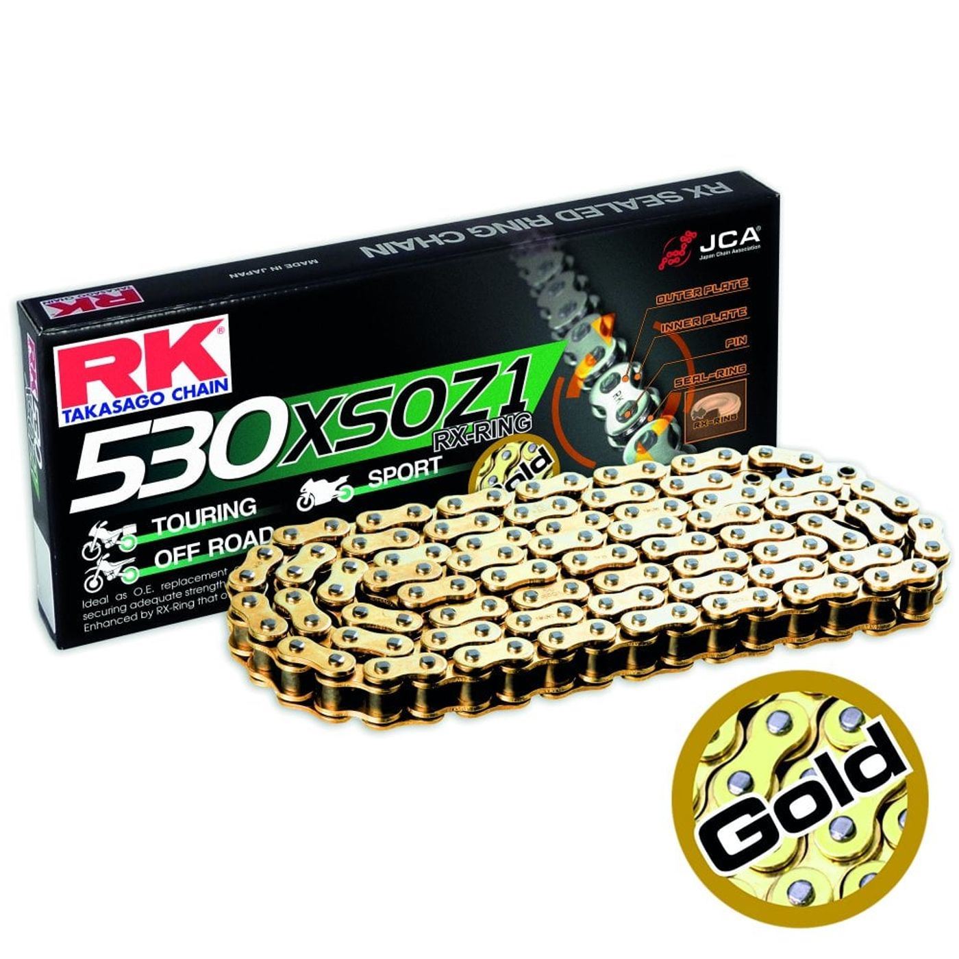 RK Chain Heavy Duty RX-Ring Gold XSOZ1 530-128L (40.0KN)