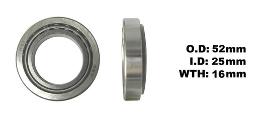 Taper Bearing ID 25mm x OD 52mm x Thickness 16mm BM F650