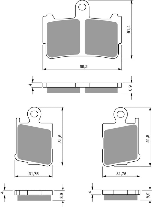 Goldfren Brake Pads AD298, FA499/4, VD179, SBS869
