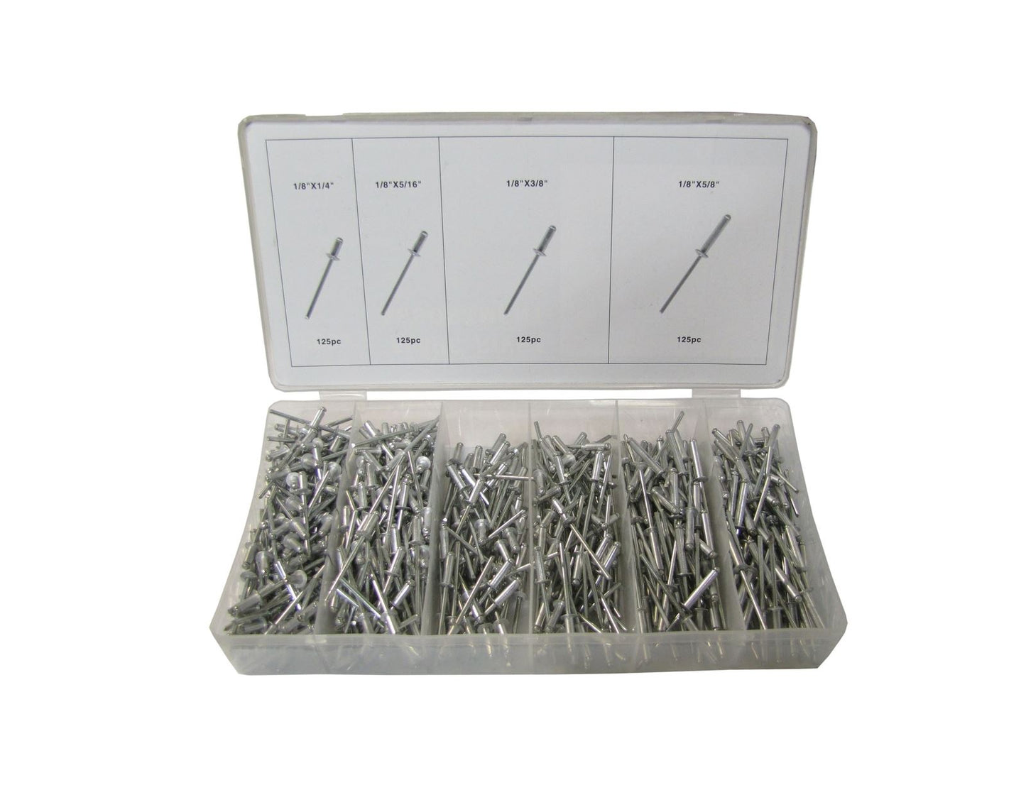 blind Rivets Pop Kit dome 500pc 1/8 1/4 5/16  3/8 5/8
