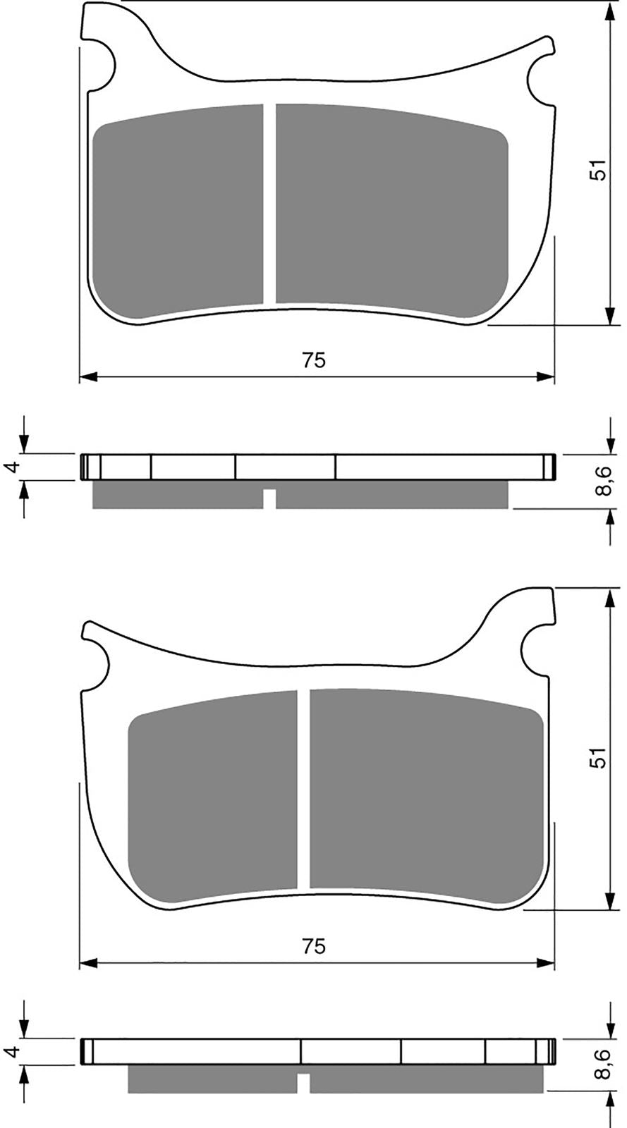 Goldfren Brake Pads GP7-276 as fitted to Beringer 4 Piston Caliper