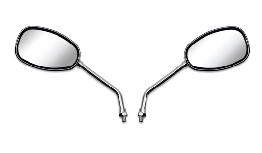 Mirrors Left & Right 10mm Chrome Oval Yamaha XV Style With Chrome Stem