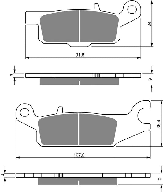 Goldfren Brake Pads K5-255,FA445,VD279,SBS852,FDB2233 YFM700 Grizzly Rear Left 07-08
