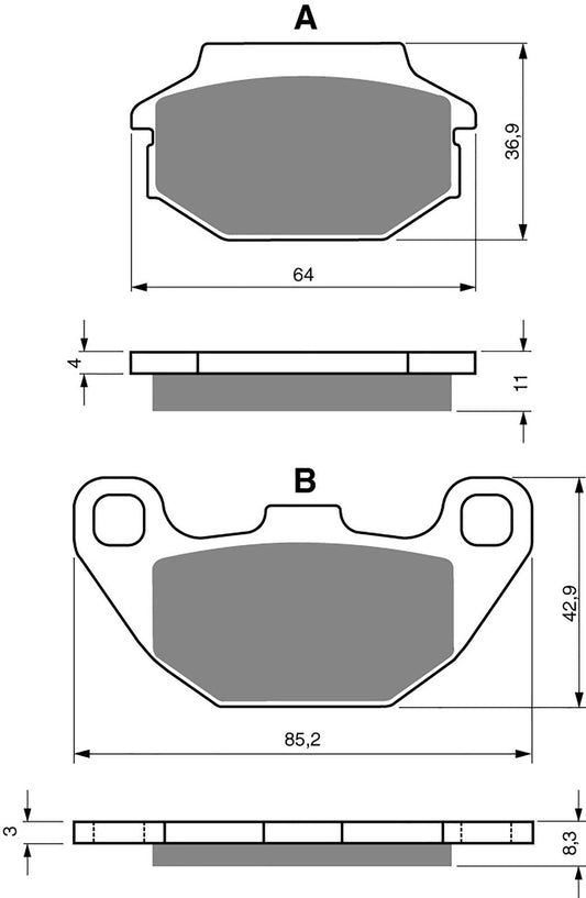 Goldfren Brake Pads AD183, FA305, SBS749, FDB2096, VD995