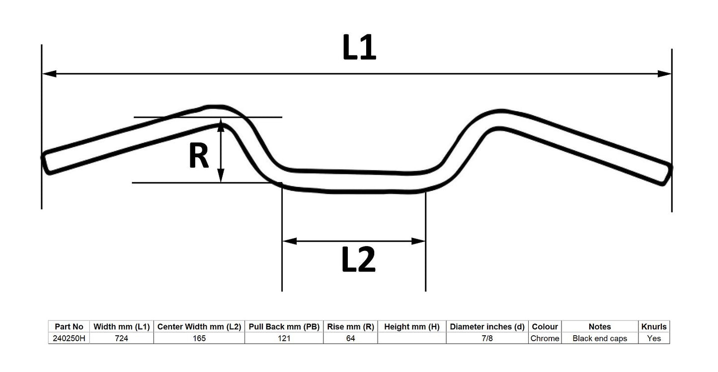 Handlebar 7/8'' Chrome 2.50'' Rise