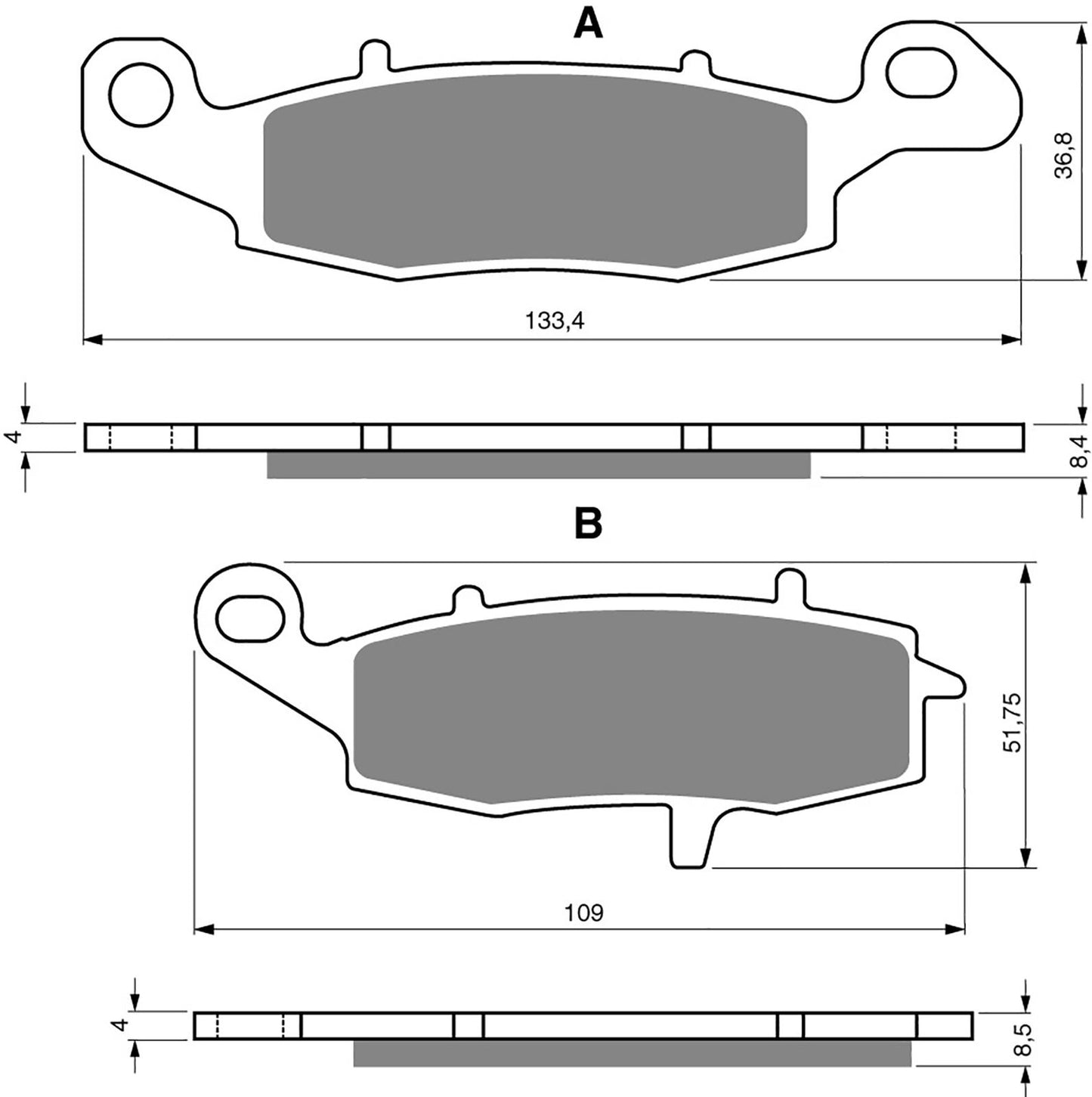 Goldfren Brake Pads S33-104, FA229, VD435, SBS705, FDB2048, DP322