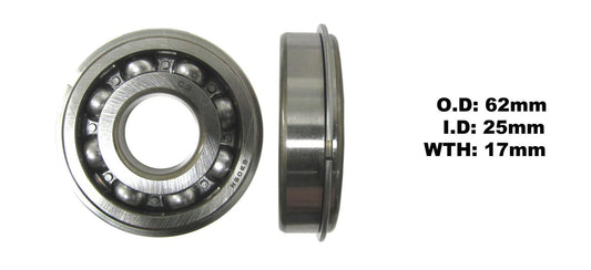 Bearing 6305NR(I.D 25mm x O.D 62mm x W 17mm)