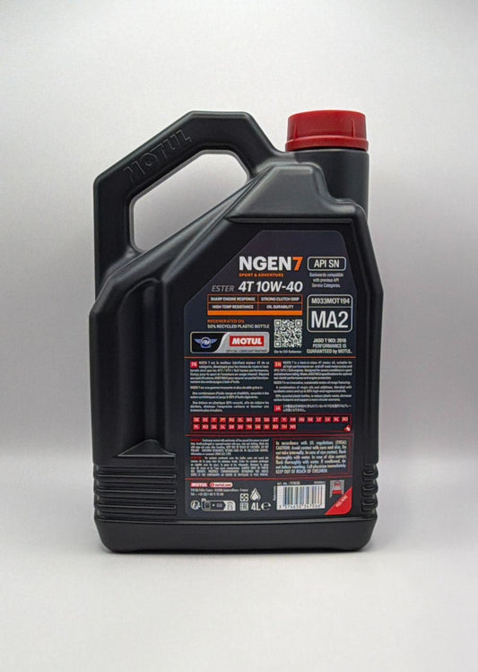 Motul NGEN 7 10w40 4T Next Generation High Performance Sustainable Ester Base Synthetic Blend (Upto 50% High Grade Regenerated Oils) API SP, JASO MA2 (2023) (4)