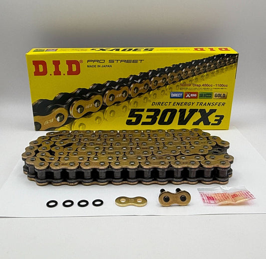 DID Chain Heavy Duty X-Ring Gold (G&B) VX3 530-104L (44.4KN) (ZJ Rivet Link)