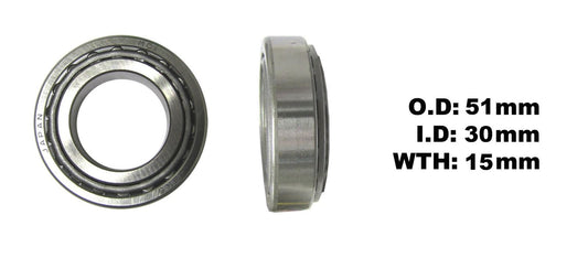 Taper Bearing ID 30mm x OD 51mm x Thickness 15mm