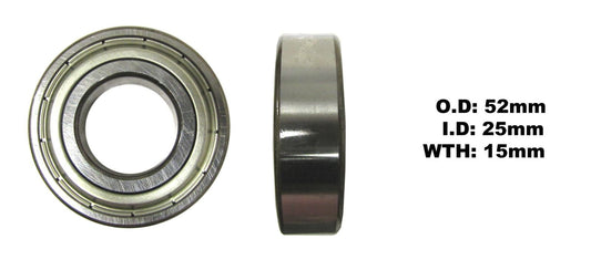 Bearing 6205Z(I.D 25mm x O.D 52mm x W 15mm)