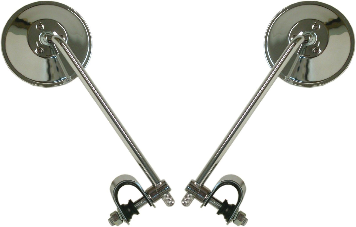 Mirrors 10mm Chrome Round Left & Right Clamp-on (Pair)