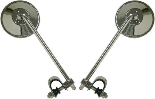 Mirrors 10mm Chrome Round Left & Right Clamp-on (Pair)