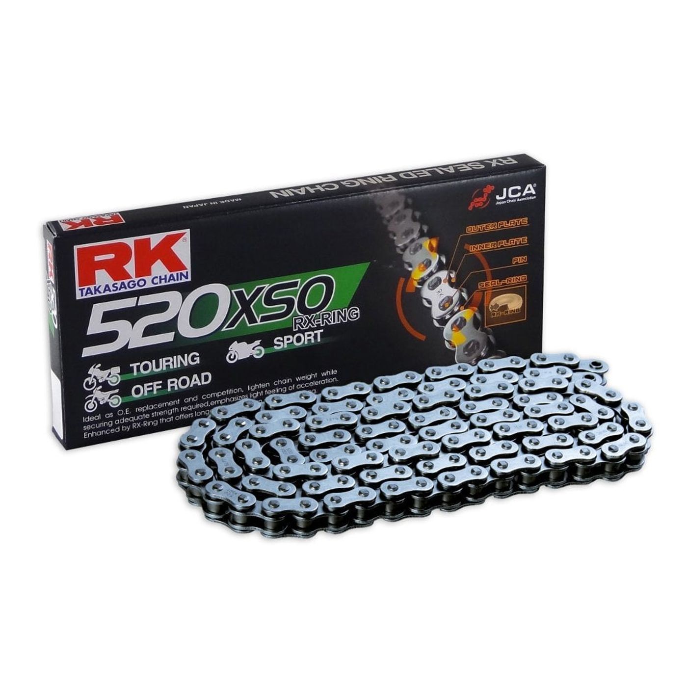 RK Chain Heavy Duty RX-Ring Black XSO2 520-128L (37.0KN)