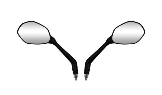 Mirrors Left & Right 10mm Black Ovalish With Black Stem