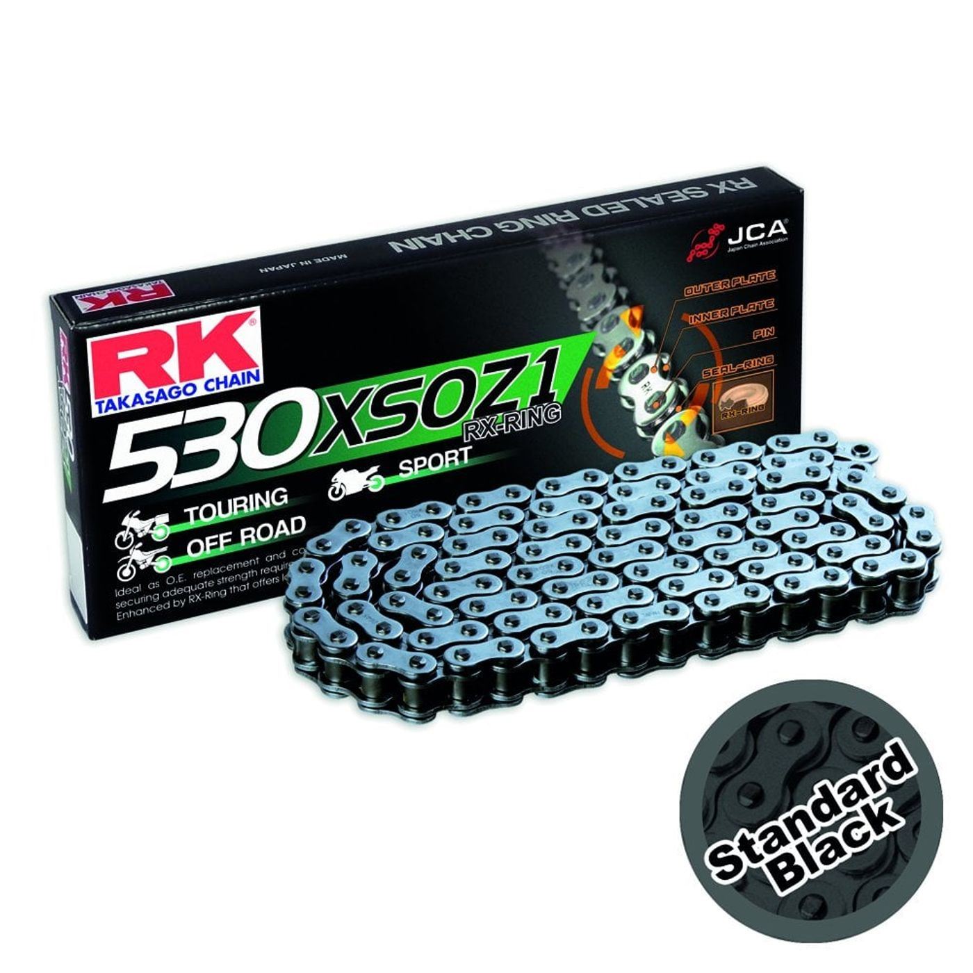 RK Chain Heavy Duty RX-Ring Black XSOZ1 530-122L (40.0KN)